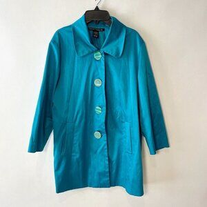 Vintage Scott Taylor‎ Pea Coat Jacket Womens Size L Blue Collared Mid Length 90s